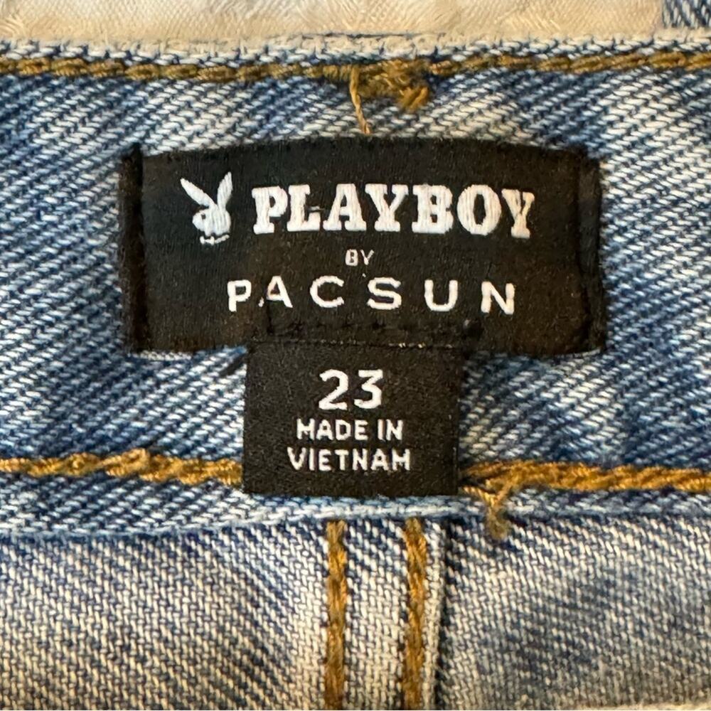 PLAYBOY by Pacsun High Waisted Rainbow Distressed Booty Boyfriend Jeans Size 23 - Picture 8 of 8